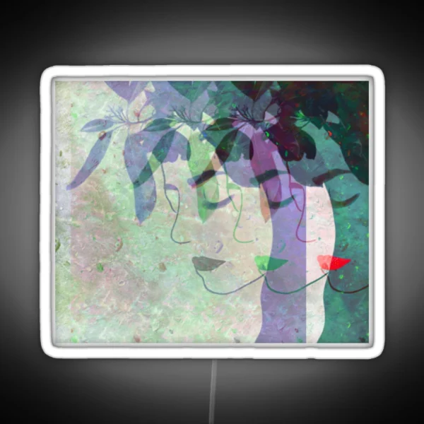 Abstract Faces With Leaves RGB Neon Sign