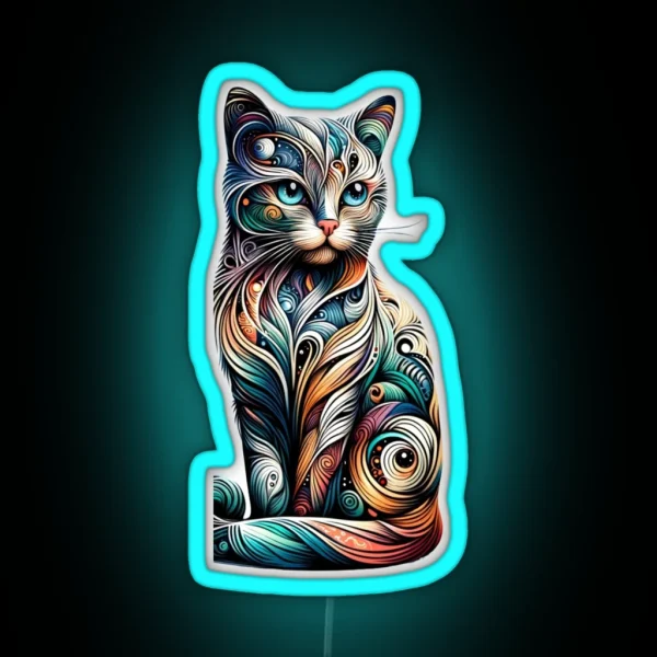 Abstract Feline Artistry RGB Neon Sign