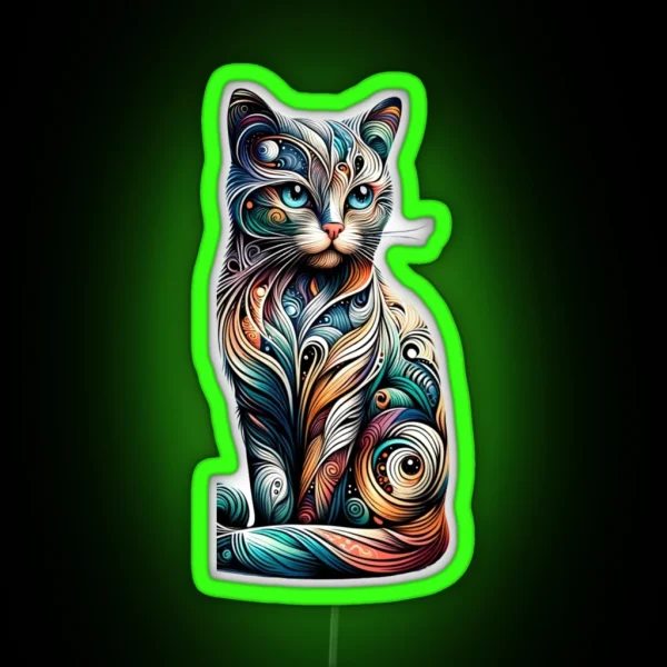 Abstract Feline Artistry RGB Neon Sign