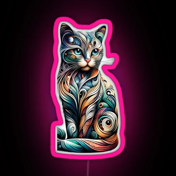 Abstract Feline Artistry RGB Neon Sign
