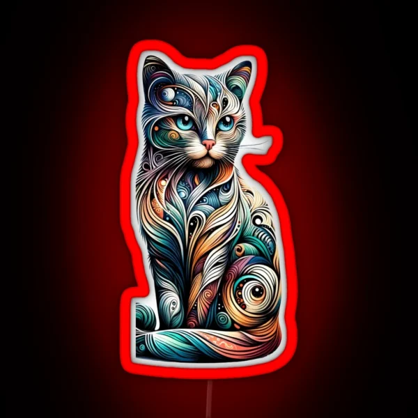 Abstract Feline Artistry RGB Neon Sign