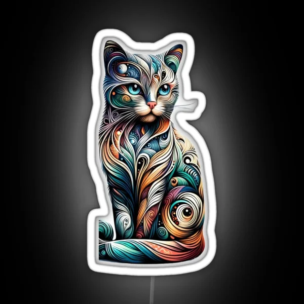 Abstract Feline Artistry RGB Neon Sign