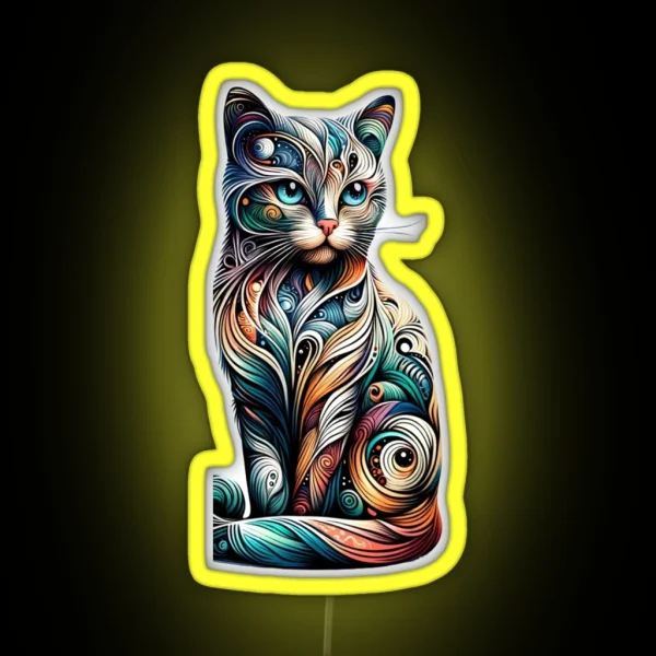 Abstract Feline Artistry RGB Neon Sign