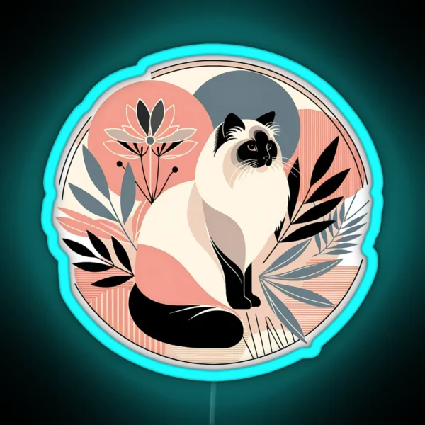 Abstract Floral Himalayan Cat RGB Neon Sign