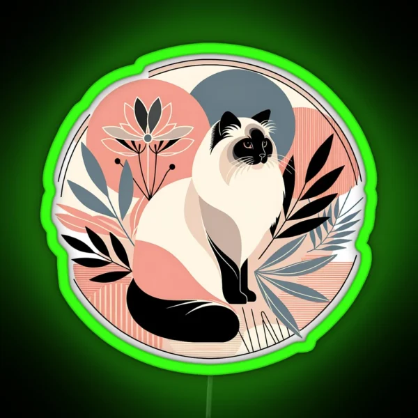Abstract Floral Himalayan Cat RGB Neon Sign