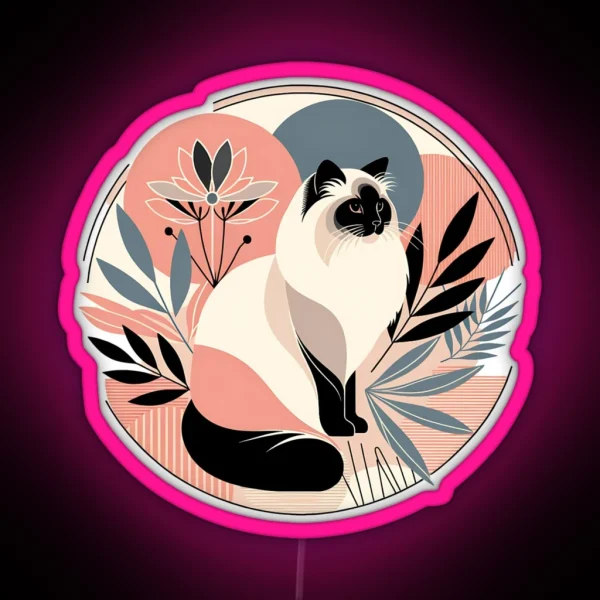 Abstract Floral Himalayan Cat RGB Neon Sign