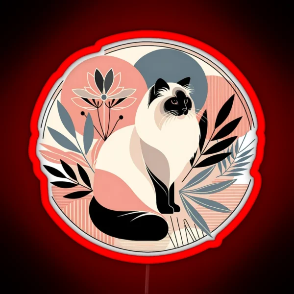 Abstract Floral Himalayan Cat RGB Neon Sign