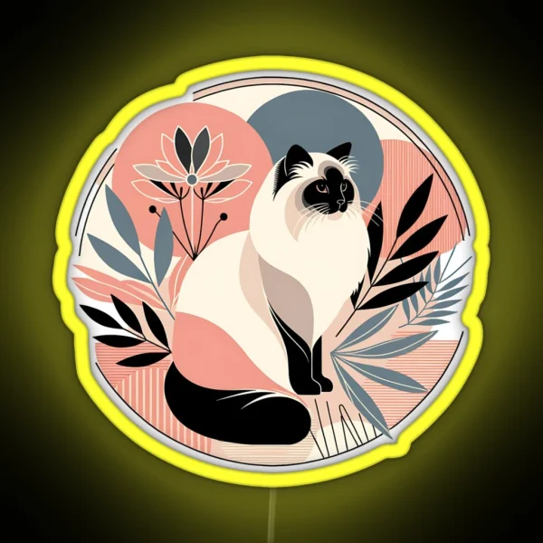 Abstract Floral Himalayan Cat RGB Neon Sign