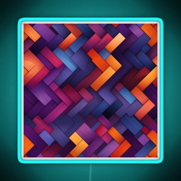 Abstract Geometric Patterns Dark Purple And Light Orange RGB Neon Sign