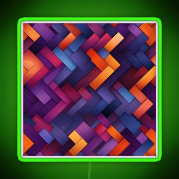 Abstract Geometric Patterns Dark Purple And Light Orange RGB Neon Sign