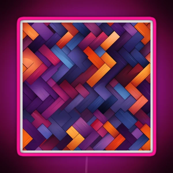 Abstract Geometric Patterns Dark Purple And Light Orange RGB Neon Sign