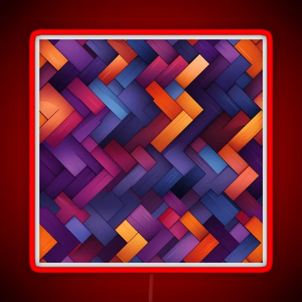 Abstract Geometric Patterns Dark Purple And Light Orange RGB Neon Sign