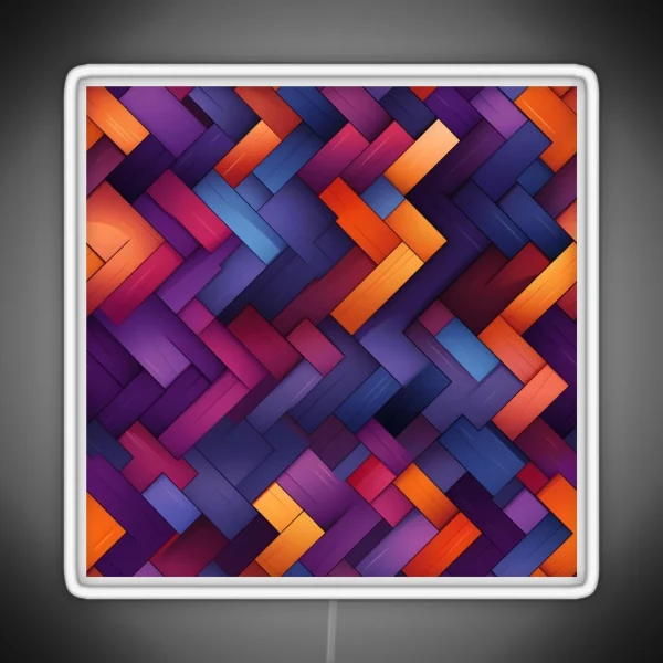 Abstract Geometric Patterns Dark Purple And Light Orange RGB Neon Sign