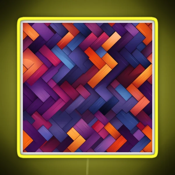 Abstract Geometric Patterns Dark Purple And Light Orange RGB Neon Sign