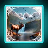 Abstract Landscape With Waterfall Snowy Peaks And Elk RGB Neon Sign - Image 2