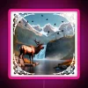 Abstract Landscape With Waterfall Snowy Peaks And Elk RGB Neon Sign - Image 6