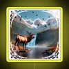 Abstract Landscape With Waterfall Snowy Peaks And Elk RGB Neon Sign - Image 5