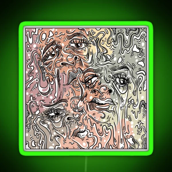 Abstract Melting Faces RGB Neon Sign