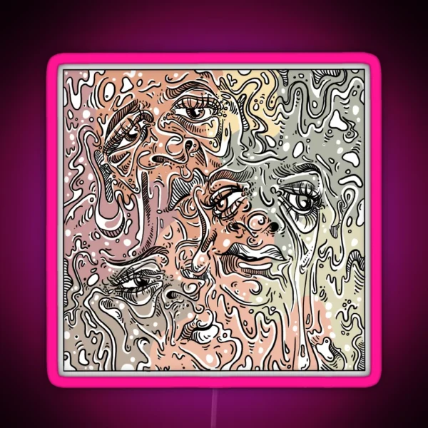 Abstract Melting Faces RGB Neon Sign