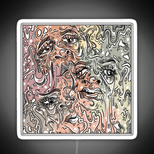 Abstract Melting Faces RGB Neon Sign