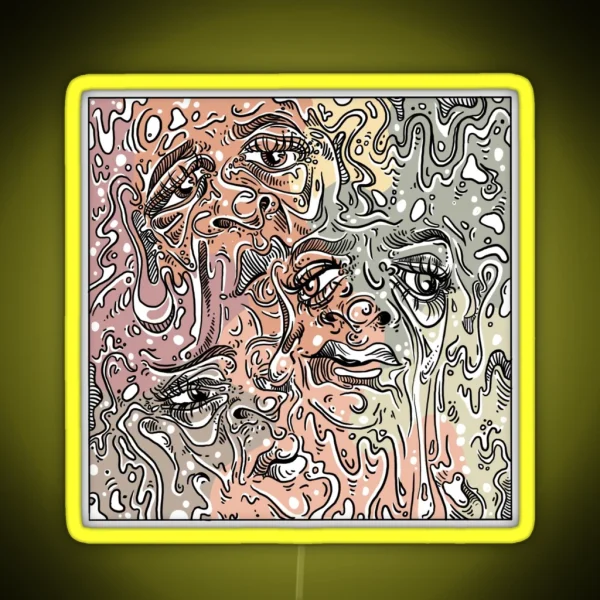 Abstract Melting Faces RGB Neon Sign