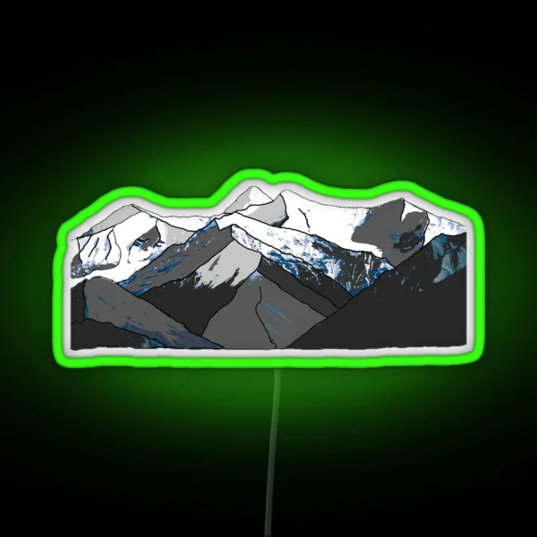 Abstract Mountain Landscape With Snowy Picks RGB Neon Sign