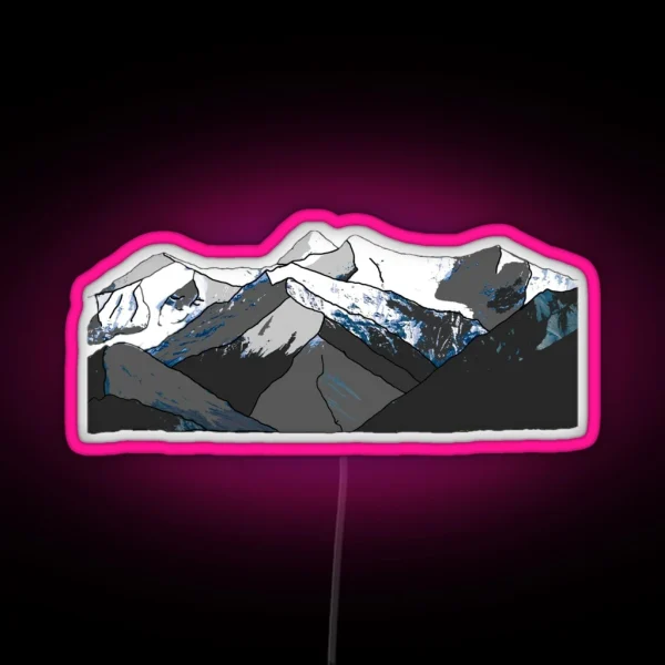 Abstract Mountain Landscape With Snowy Picks RGB Neon Sign