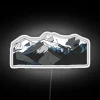Vibrant Neon Mountain Landscape Art with Glowing Snowy Peaks Decoration