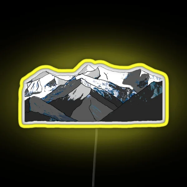 Abstract Mountain Landscape With Snowy Picks RGB Neon Sign