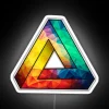 Vibrant neon art installation featuring abstract cubist multi-colored design.
