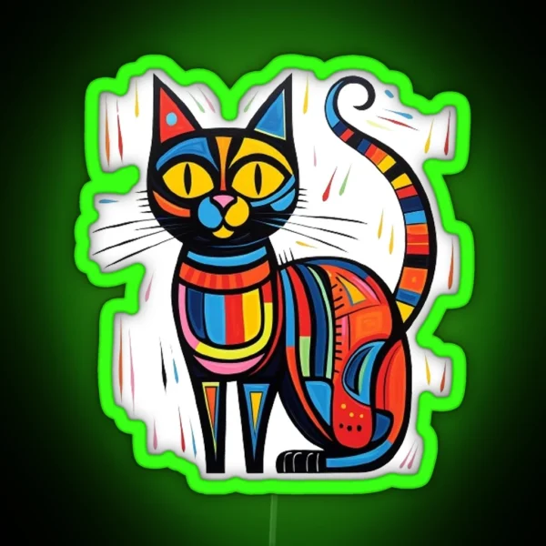 Abstract Multicolored Cat RGB Neon Sign