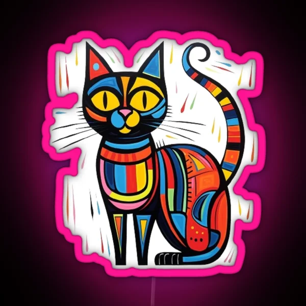 Abstract Multicolored Cat RGB Neon Sign