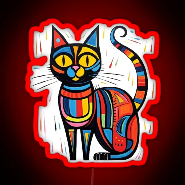Abstract Multicolored Cat RGB Neon Sign
