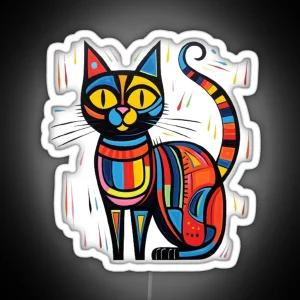 Abstract Multicolored Cat RGB Neon Sign