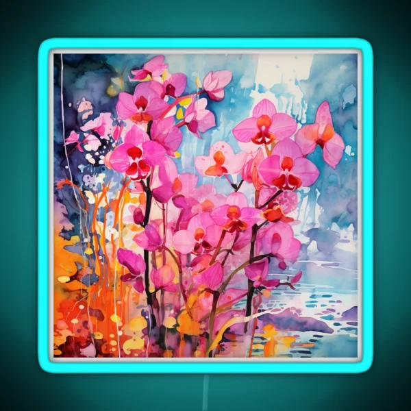 Abstract Orchid Beauty Watercolor Art For RGB Neon Sign