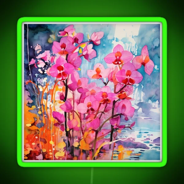 Abstract Orchid Beauty Watercolor Art For RGB Neon Sign