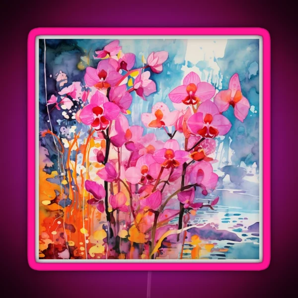 Abstract Orchid Beauty Watercolor Art For RGB Neon Sign
