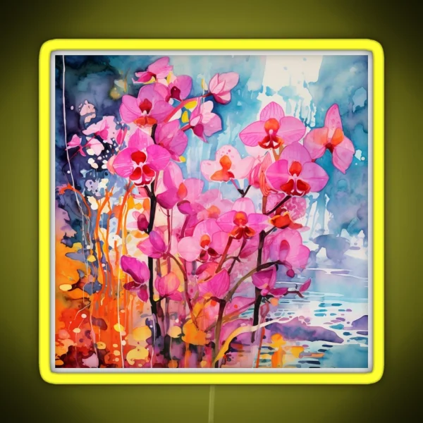 Abstract Orchid Beauty Watercolor Art For RGB Neon Sign