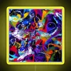 Vibrant abstract art LED display with colorful chaotic neon lighting.