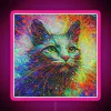 Vibrant Rainbow LED Sign with DeepDream Inspired Abstract Whimsical Artwork