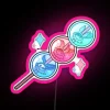 Colorful RGB LED neon art display with glowing transparent glass surface