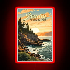 Acadia National Park Illustration Retro RGB Neon Sign