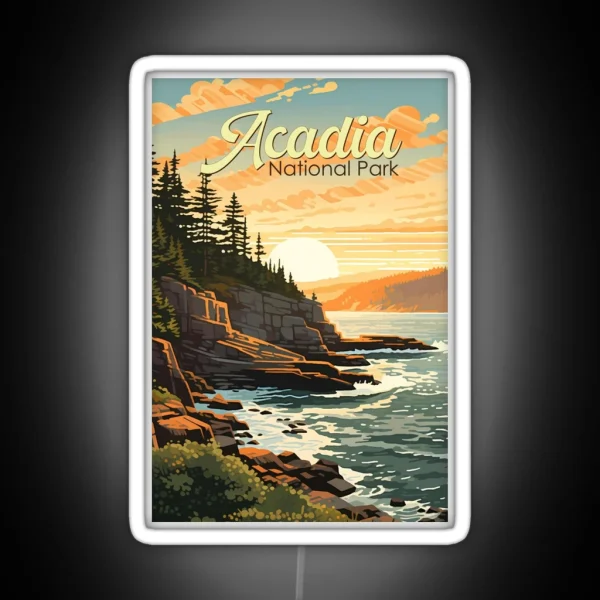 Acadia National Park Illustration Retro RGB Neon Sign