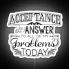 Acceptance is the Answer in Vibrant Neon Typographic Wall Decoration.