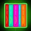 Neon ACOTAR-inspired book stack led with colorful RGB lighting accents