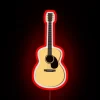 Vibrant RGB Neon Sign Featuring Iconic Hand Drawn Acoustic Guitar