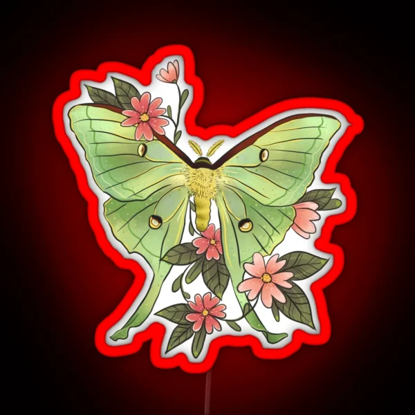 Actias Luna Moth Soft Green RGB Neon Sign