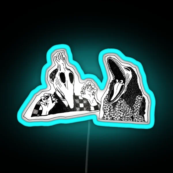 Adam And Barbara Monster Couple Beetle Juice Inspired RGB Neon Sign