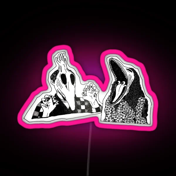Adam And Barbara Monster Couple Beetle Juice Inspired RGB Neon Sign