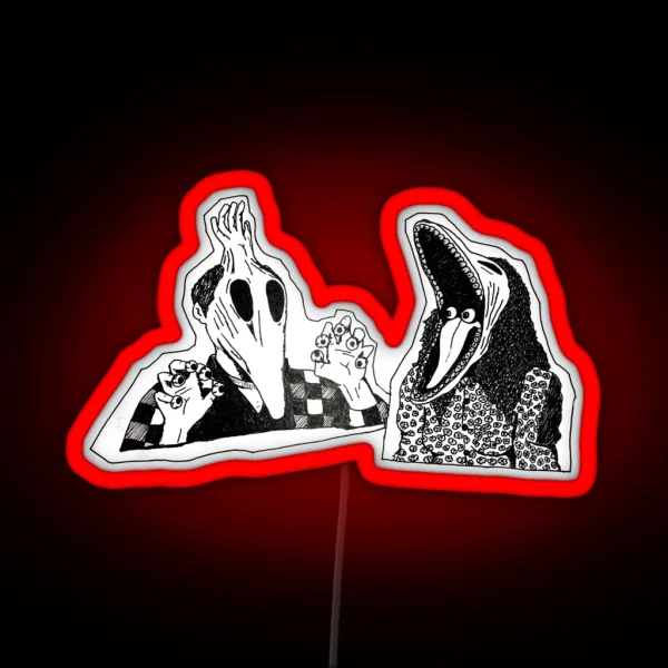 Adam And Barbara Monster Couple Beetle Juice Inspired RGB Neon Sign